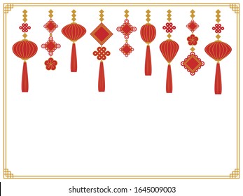Chinese frame of lanterns and plums