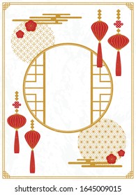 Chinese frame of lanterns and plums