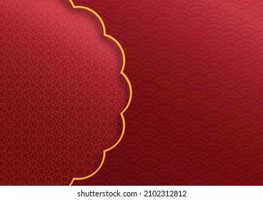 Chinese frame with oriental asian elements on color background, for wedding invitation card, happy new year, happy birthday, valentine day, greeting cards, poster or web banner