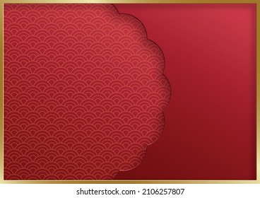 Chinese frame with oriental Asian elements on color background, for wedding invitation card, happy new year, happy birthday, valentine day, greeting cards, poster or web banner