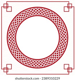 Chinese frame with oriental Asian elements on color background, for wedding invitation card, happy new year, happy birthday, valentine day, greeting cards, poster or web banner