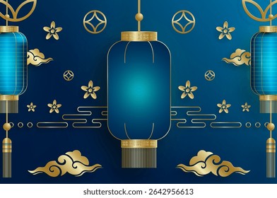 Quadro chinês com elementos asiáticos orientais no fundo de cor, para cartão de convite de casamento, feliz ano novo, aniversário feliz, dia dos namorados, cartões de saudação, cartaz ou banner web