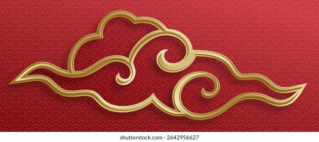 Quadro chinês com elementos asiáticos orientais no fundo de cor, para cartão de convite de casamento, feliz ano novo, aniversário feliz, dia dos namorados, cartões de saudação, cartaz ou banner web