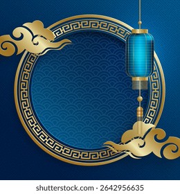 Quadro chinês com elementos asiáticos orientais no fundo de cor, para cartão de convite de casamento, feliz ano novo, aniversário feliz, dia dos namorados, cartões de saudação, cartaz ou banner web