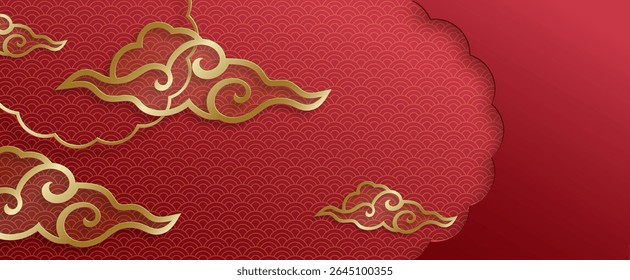 Quadro chinês com elementos asiáticos orientais no fundo de cor, para cartão de convite de casamento, feliz ano novo, aniversário feliz, dia dos namorados, cartões de saudação, cartaz ou banner web