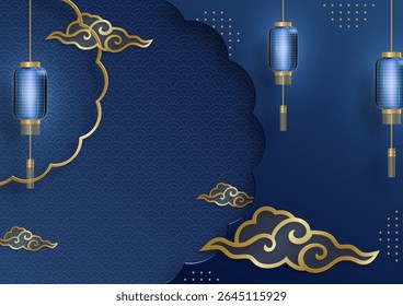 Quadro chinês com elementos asiáticos orientais no fundo de cor, para cartão de convite de casamento, feliz ano novo, aniversário feliz, dia dos namorados, cartões de saudação, cartaz ou banner web