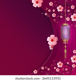 Quadro chinês com elementos asiáticos orientais no fundo de cor, para cartão de convite de casamento, feliz ano novo, aniversário feliz, dia dos namorados, cartões de saudação, cartaz ou banner web