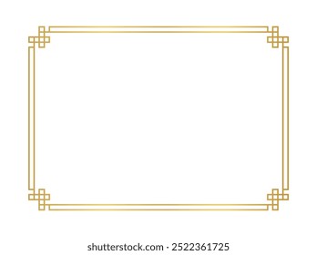 linha de retângulo de moldura chinesa, quadro de certificado, moldura de ouro de borda chinesa antiga, esboço de moldura de ano novo chinês