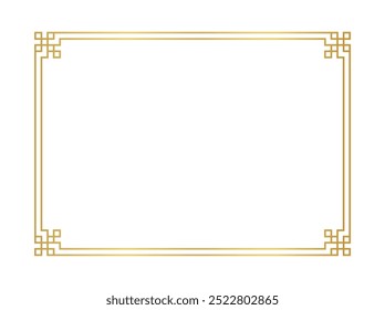 chinese frame rectangle line, certificate frame, antique china border gold frame, chinese new year frame outline