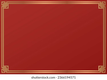 Chinese frame style collections gold design on red background, vector illustrations.  Chinese corner in linear style in gold. 
