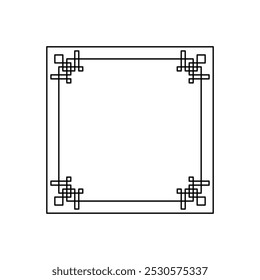 Marco chino en estilo tradicional. Ilustración vectorial de marco negro vintage asiático aislado sobre fondo blanco. Para la decoración de Anuncios, tarjetas de vacaciones y productos de la cultura asiática.
