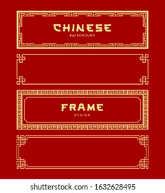 Chinese frame vector banners collections on gold and red background, illustrations