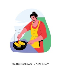  Chinese Frying Spring Rolls vector illustration 