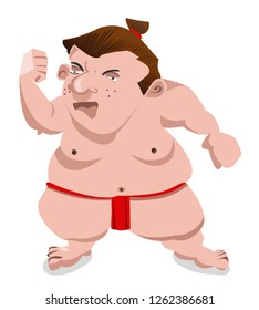chinese funny cute sumo wrestler fighter vector