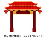Chinese gate architecture graphic vector