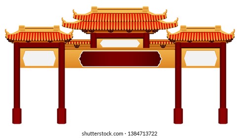 Chinese gate architecture graphic vector