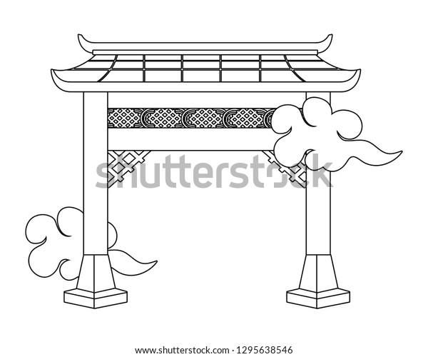 Chinese Gate Cartoon Stock Vector (Royalty Free) 1295638546 | Shutterstock