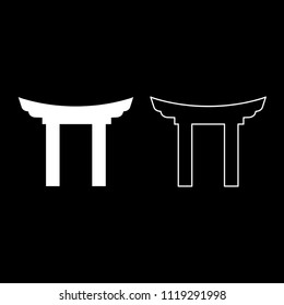 Chinese Gate icon outline set white color
