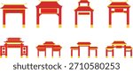 A Chinese gate vector featuring traditional architectural elements and bold cultural details.
