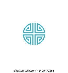 Chinese geometric art logo. Chinese geometric icon logo.