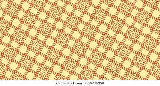 Chinese geometric pattern. Classic ornament with red motif elements for web page, card, banner, fabric, textile, wrapping, cover, advertising, celebration. Repeating design