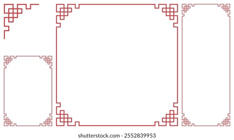 Chinese geometric rectangle, square and corner frame and border illustration
