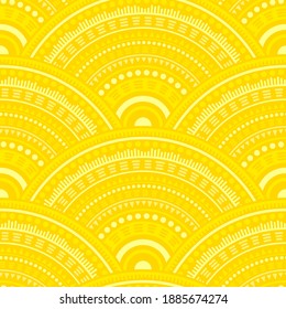Chinese geometric shapes background vector seamless pattern. Ethnic motifs intricate repeating illustration. Japanese folk mandala shapes seamless geometric motifs pattern.