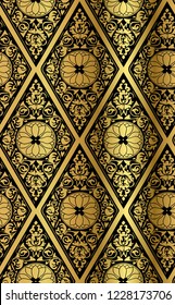 chinese geometry  vector seamless pattern oriental black gold