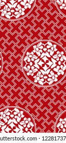 chinese geometry  vector seamless pattern oriental red