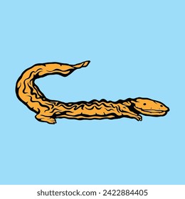 Chinese giant salamander, Hellbender icon, Salamander vector design illustration