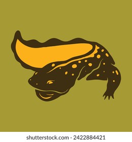 Chinese giant salamander, Hellbender icon, Salamander vector design illustration