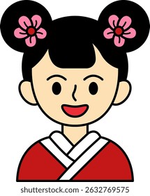 A Chinese girl character wearing traditional clothing smiling