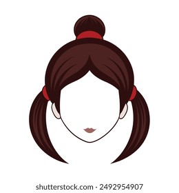 Chinese girl hairstyle.black hair.in white background.youth.Chinese woman.art and illustrator.stylish.vector.