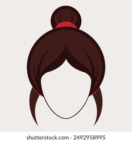 Chinese girl hairstyle.black hair.in white background.youth.Chinese woman.art and illustrator.stylish.vector.old hair design