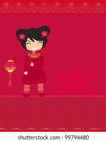 A chinese girl and her beautiful lantern