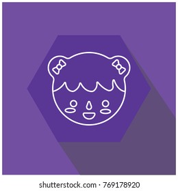 chinese girl icon cartoon with long shadow