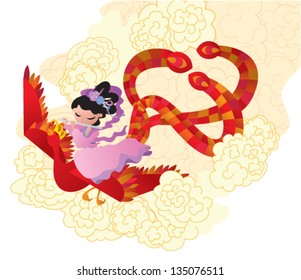 Chinese girl and the phoenix