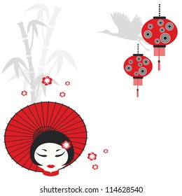 Chinese girl with umbrella