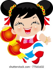 Chinese girl I wish you all a Happy New Year