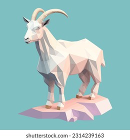 Chinese goat pastel tones, isometric vector illustration, animal art