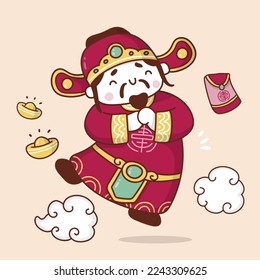 Chinese God of Wealth in cartoon style