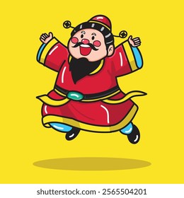 Chinese God of Wealth Illustration good for Design Element