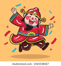 Chinese God of Wealth Illustration good for Design Element