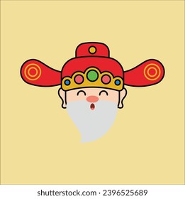 chinese god of wealth chinese new year vector illustration. Suitable for sticker, t-shirt, mug, etc.Eps 10

