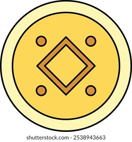 Icono de moneda de oro chino que representa la riqueza, la prosperidad y el significado cultural, perfecto para resaltar temas financieros, oportunidades de inversión y buena fortuna con un brillo y auspicio