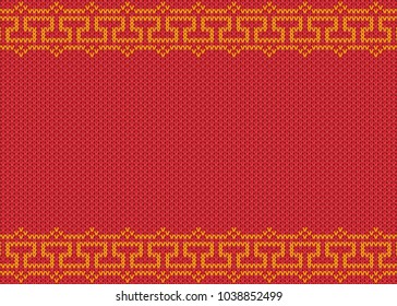 Chinese gold frame on knited red background