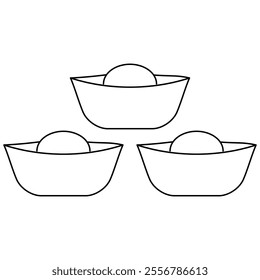 Chinese gold ingot flat thin line icon vector illustration symbol or sign for mobile apps and web 