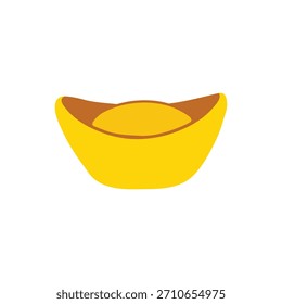 Lingote de oro chino en forma de Vector plano simple, que representa la fortuna y la prosperidad para los diseños del Año Nuevo Lunar.