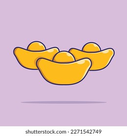 Chinesisches Gold Ingot-Vektor-Flachbild-Design