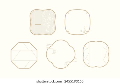 decoración de año nuevo de oro chino. marco tradicional asiático, borde, ornamento. marco superior izquierdo con las palabras chinas de Lorem ipsum como fondo. logotipo moderno simple de la línea. diseño del marco de la ventana.